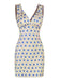 Blau & Aprikose 1960er Blumen Breiter Träger Tief V-Ausschnitt Kleid