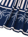 Blau 1930er Vertikale Streifen Palme Bäume Jumpsuit
