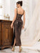 Gold 1920er Tief V-Ausschnitt Seitenschlitz Pailletten Kleid
