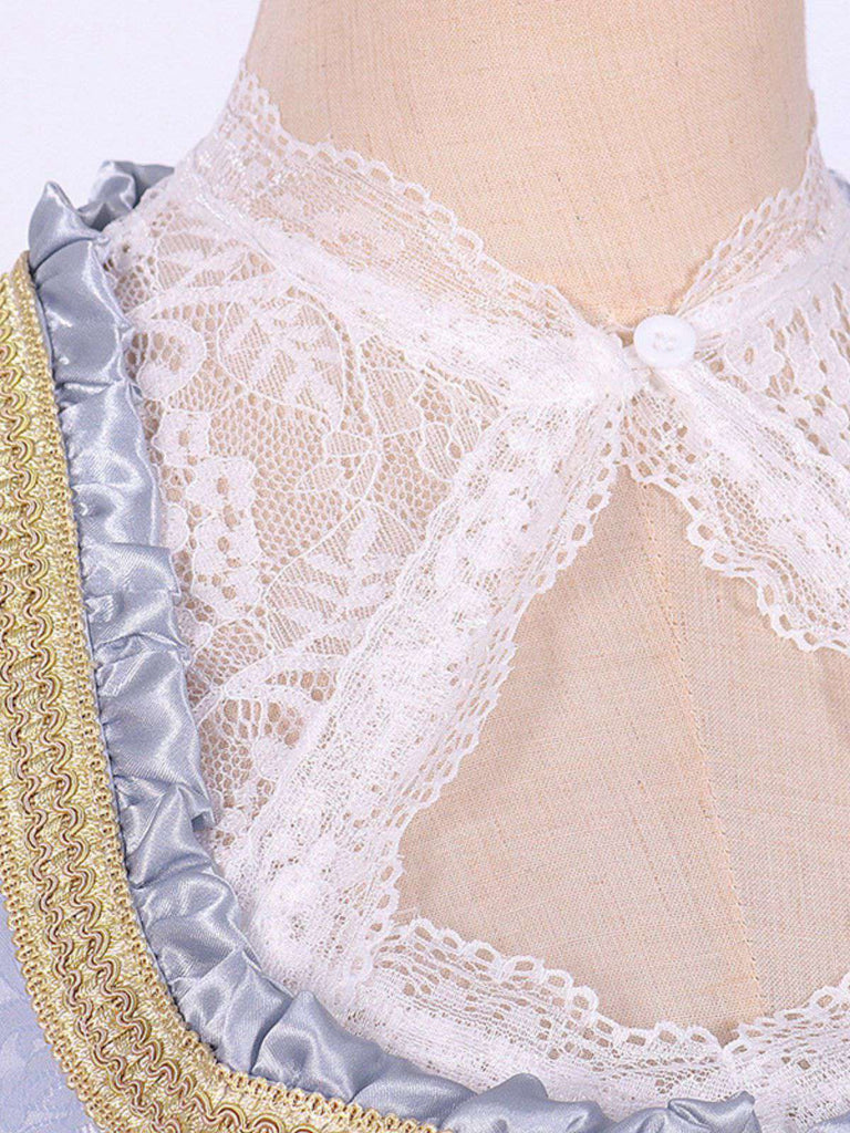 3PCS Hellgrau 1950er Oktoberfest Dirndl Blumen Spitze Top & Schnürung Kleid