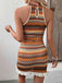 2PCS Orange 1970er Bohemien Halfter Top & Rüschen Rock