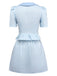 2PCS 1960er Vertikal Streifen Peter Pan Kragen Bluse & Rock