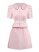 2PCS 1960er Vertikal Streifen Peter Pan Kragen Bluse & Rock