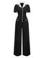 Schwarz & Weiß 1930er Kerbkragen Tastened Jumpsuit