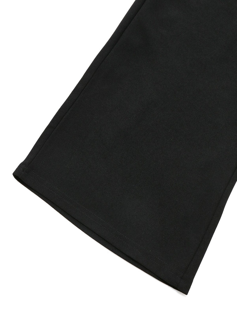 Schwarz & Weiß 1930er Kerbkragen Tastened Jumpsuit