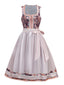2PCS Multicolor 1950er Oktoberfest Dirndl Blumen Dirndl Kleid & Schürze