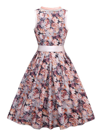 2PCS Multicolor 1950er Oktoberfest Dirndl Blumen Dirndl Kleid & Schürze