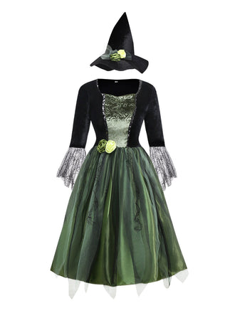 Grün 1950er 3D Blumen Wunderbar Zauberer Kleid