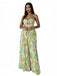 Grün 1960er Blumen Trägerlos Hohl Twist Plissiertes Jumpsuit