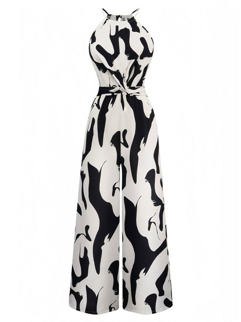 Schwarz & Weiß 1940er Kuhhaut Halter Jumpsuit