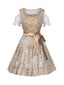 3PCS Sekt 1950er Oktoberfest Dirndl Puffärmel Top & Blumen Bogen Kleid