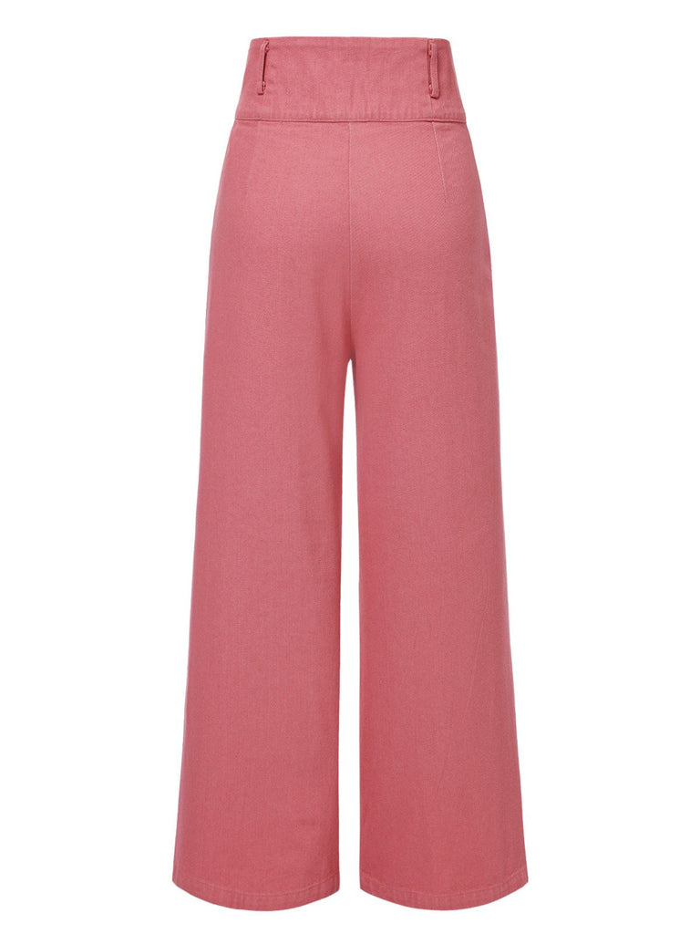 [Vorverkauf] 2PCS Rosa 1950er Tulip Bluse & Rose Tasten Hosen