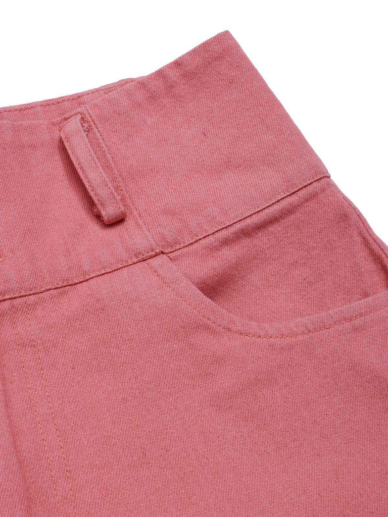 [Vorverkauf] Rosa 1950er Baumwolle Rose Tasten Hosen