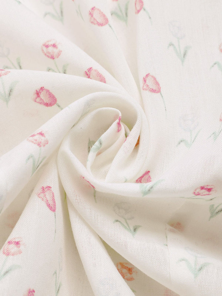 [Vorverkauf] Rosa 1940er Tulip V-Ausschnitt Revers Rüschen Bluse