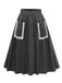 [Vorverkauf] 2PCS 1950er Bootskragen Top & Tasche Baumwolle Plissiertes Rock