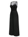 [Vorverkauf] Schwarz 1930er Netz Plissiertes Patchwork Jumpsuit