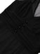 [Vorverkauf] Schwarz 1930er Netz Plissiertes Patchwork Jumpsuit