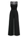 [Vorverkauf] Schwarz 1930er Netz Plissiertes Patchwork Jumpsuit