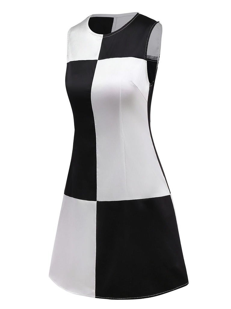 [Vorverkauf] 1960er Schwarz & Weiß Farbblock Kleid