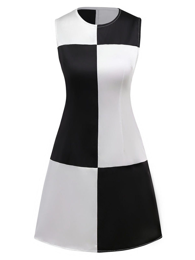 [Vorverkauf] 1960er Schwarz & Weiß Farbblock Kleid