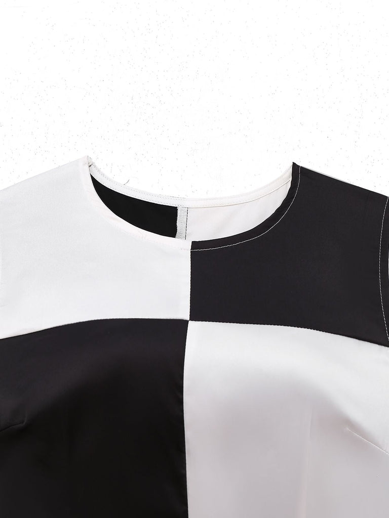 [Vorverkauf] 1960er Schwarz & Weiß Farbblock Kleid