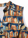Multicolor 1950er Bücherregal Druck Stehkragen Kleid