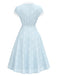 [Vorverkauf] Blau 1940er Revers Rose Tasten Stickerei Kleid