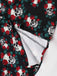Schwarz 1950er Halloween Schädel Rosen Halter Kleid