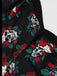 Schwarz 1950er Halloween Schädel Rosen Halter Kleid
