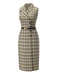 [Vorverkauf] Erbsengrün 1960er Revers Geknöpft Tartan Kleid