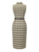 [Vorverkauf] Erbsengrün 1960er Revers Geknöpft Tartan Kleid
