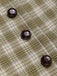 [Vorverkauf] Erbsengrün 1960er Revers Geknöpft Tartan Kleid