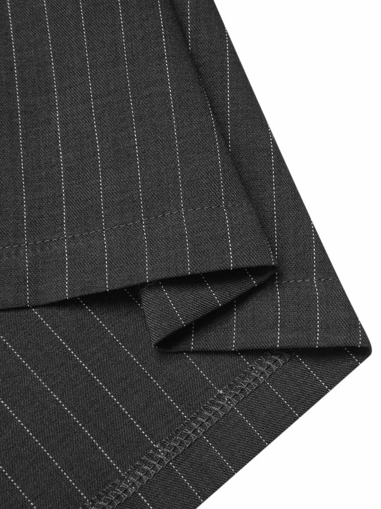[Vorverkauf] Dunkelgrau 1960er Nadelstreifen Gürtel Bleistift Kleid