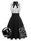 [Vorverkauf] Schwarz & Weiß 1950er Schnürung Bogen Schläger Kleid