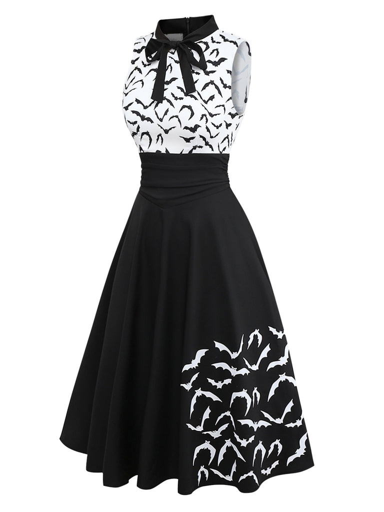 [Vorverkauf] Schwarz & Weiß 1950er Schnürung Bogen Schläger Kleid