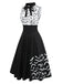 [Vorverkauf] Schwarz & Weiß 1950er Schnürung Bogen Schläger Kleid