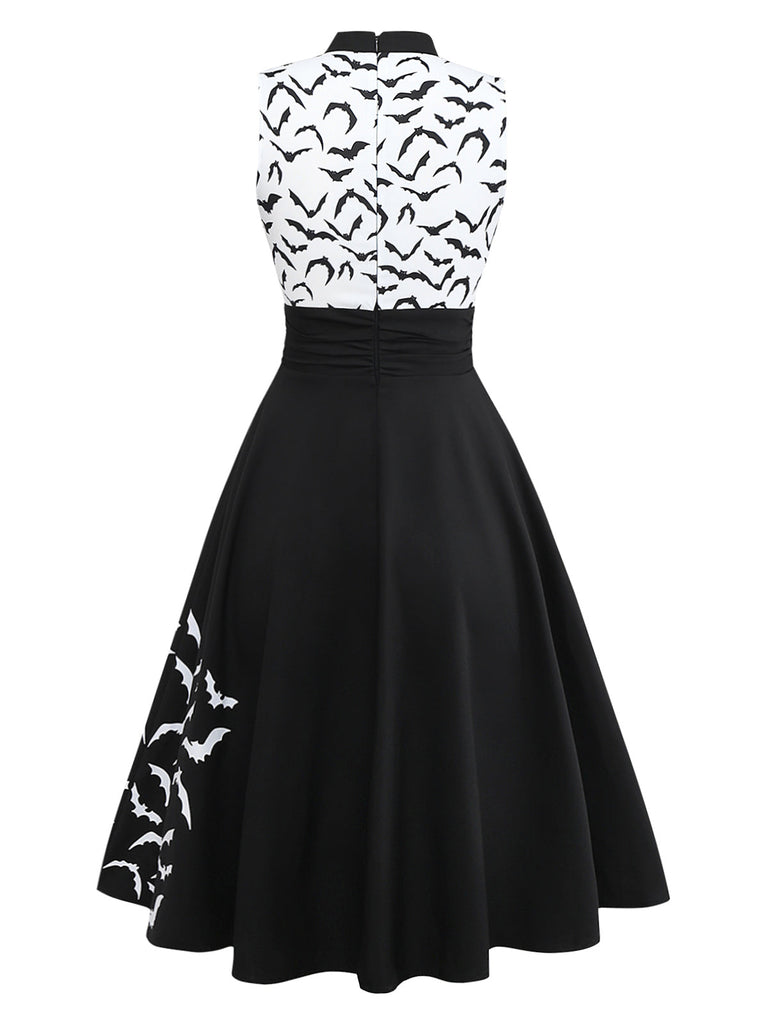 [Vorverkauf] Schwarz & Weiß 1950er Schnürung Bogen Schläger Kleid