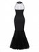 [Vorverkauf] Schwarz & Weiß 1930er Halter Schädel Netz Fischschwanz Kleid