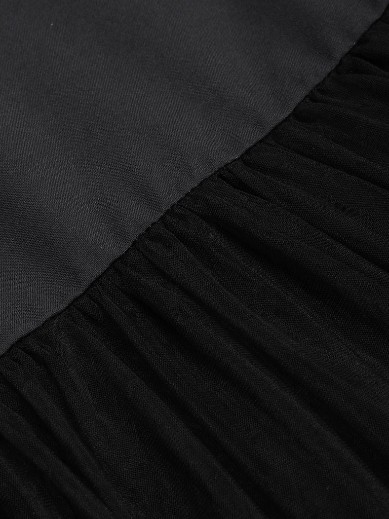 [Vorverkauf] Schwarz & Weiß 1930er Halter Schädel Netz Fischschwanz Kleid