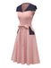 [Vorverkauf] Rosa 1940er Matrosenkragen Polka Dot Gürtel Kleid