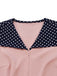[Vorverkauf] Rosa 1940er Matrosenkragen Polka Dot Gürtel Kleid