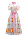Multicolor 1930er Blumen Sonne Mond Gürtel Kleid