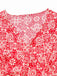 Rot 1940er Boho Blumen Wickel Kleid