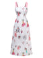 Rosa 1960er Tropisch Drucke Raffhalter Träger Kleid
