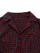 [Vorverkauf] Rot 1950er Plaid Revers Puffärmel Baumwolle Kleid