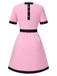 [Vorverkauf] Rosa 1960er Farbblock A-Linie Tasche Kleid