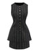 2PCS Schwarz 1960er Nadelstreifen Bleistift Rock Ärmellos Suit