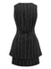2PCS Schwarz 1960er Nadelstreifen Bleistift Rock Ärmellos Suit