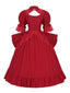 Rot 1950er Palaststil Ausgeschnitten Hals Spitze Patchwork Kleid