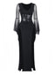 Schwarz 1980er Gothic Durchsichtig Ärmel Korsett Schlitz Kleid